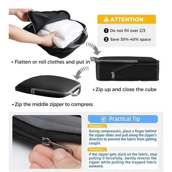 BAGAIL 2x4 Set Compression Packing Cubes Travel Expandable Packing Organizers - Picture 4 of 7